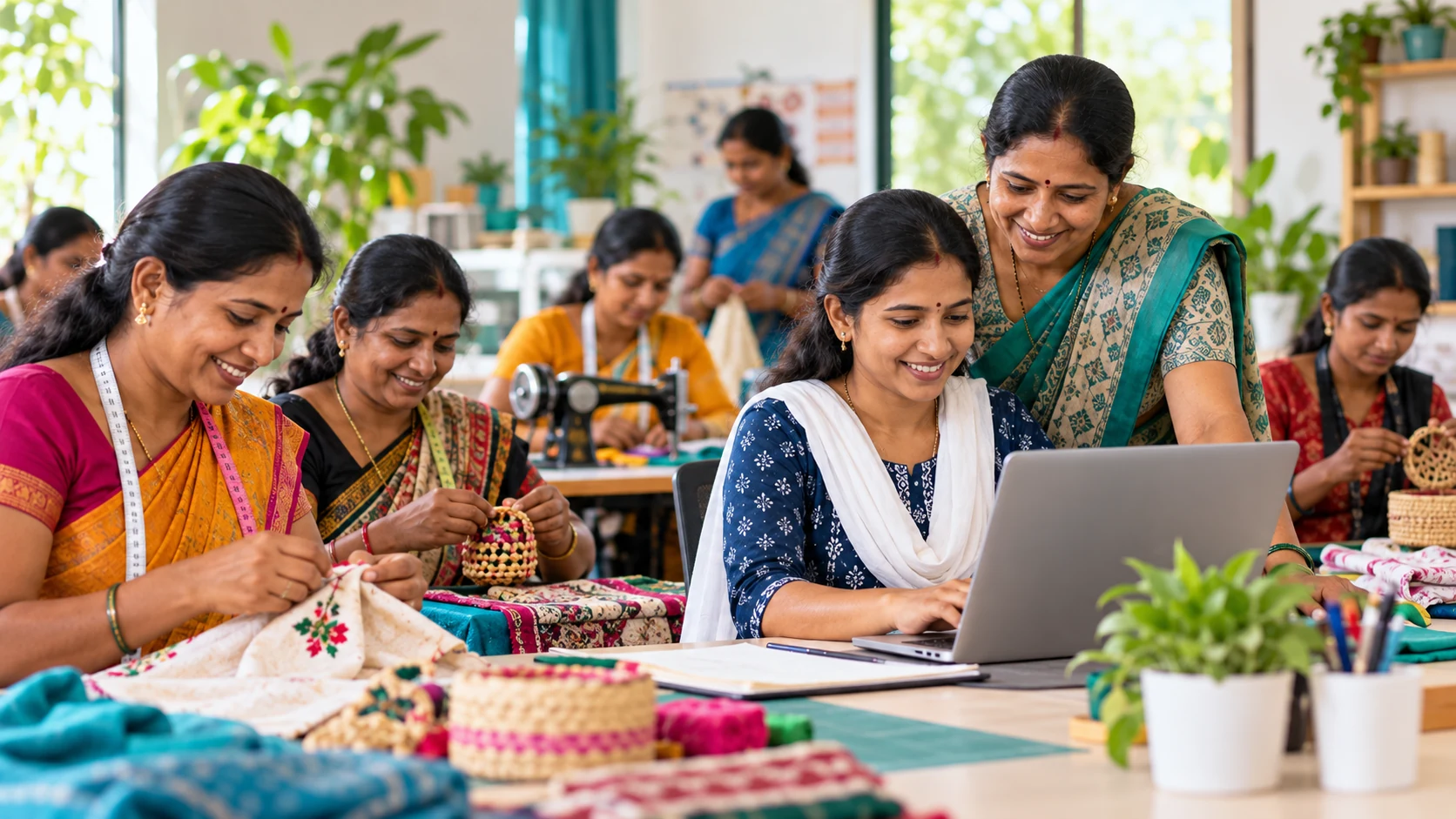 Women learning skills together